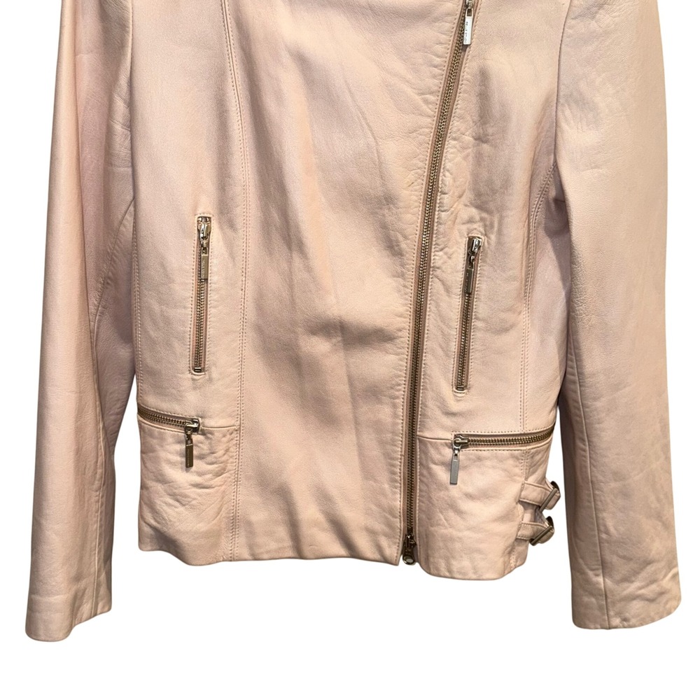 Vintage 90s Y2K Wilsons Pelle Studio Pink Leather Moto Jacket Women's M - Picture 6 of 16